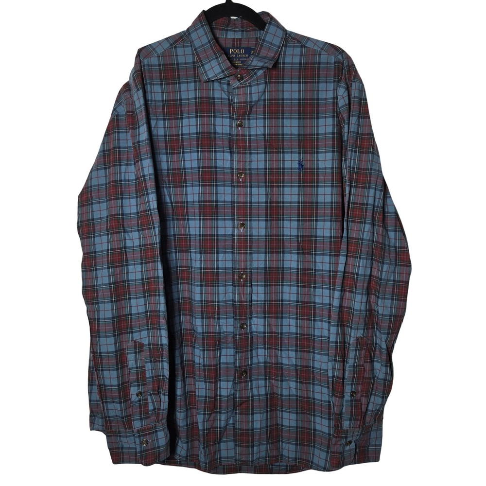 Polo Ralph Lauren Mens Classic Fit Plaid Button Long Sleeve Shirt XL Stretch